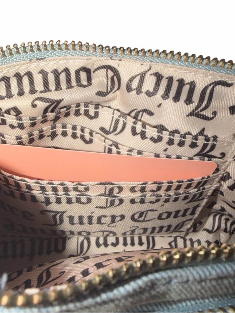 Juicy Couture Powder Blue Logo Double Zip Wristlet with Gold Hardware - Picture 10 of 12